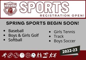  Baseball, Softball, Boys & Girls Golf, Girls Tennis, Boys Soccer and Track
